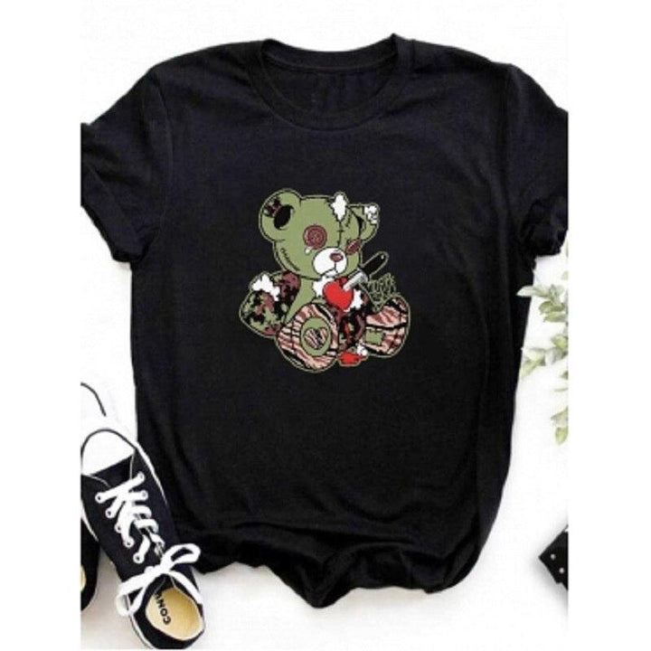 LW Plus Size Women T-Shirts Round Neck Cartoon Print T-shirt Couple Short-sleeved T-shirt summer Streetwear y2k Clothes Tops BENNYS 