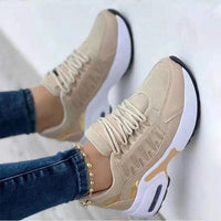 Lace Up Sneakers Women Wedge Heel Running Sports Shoes BENNYS 