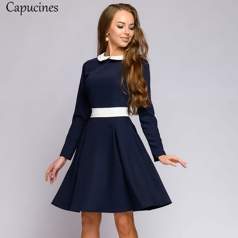 Ladies Fashion Casual  Long Sleeve A-Line Mini Formal Dresses BENNYS 