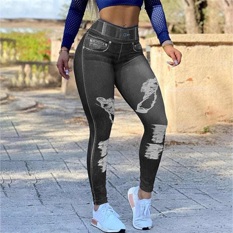 Ladies High Waist High Stretch Faux Denim Leggings BENNYS 