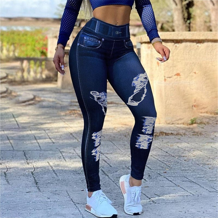 Ladies High Waist High Stretch Faux Denim Leggings BENNYS 