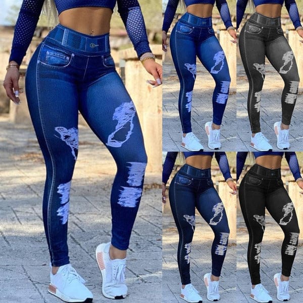 Ladies High Waist High Stretch Faux Denim Leggings BENNYS 