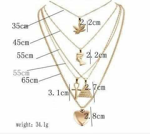 Ladies Layered Heart Rose Cross Maple Palm Pendant  Necklace BENNYS 