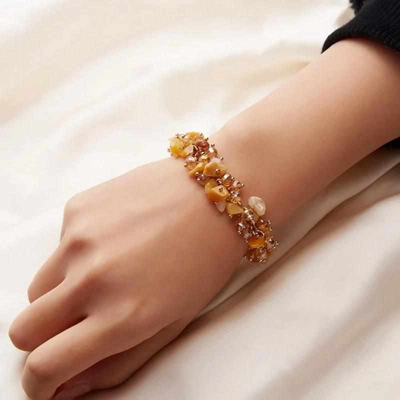 Ladies Natural Crystal Charm Stone Gravel Chip Bracelet BENNYS 