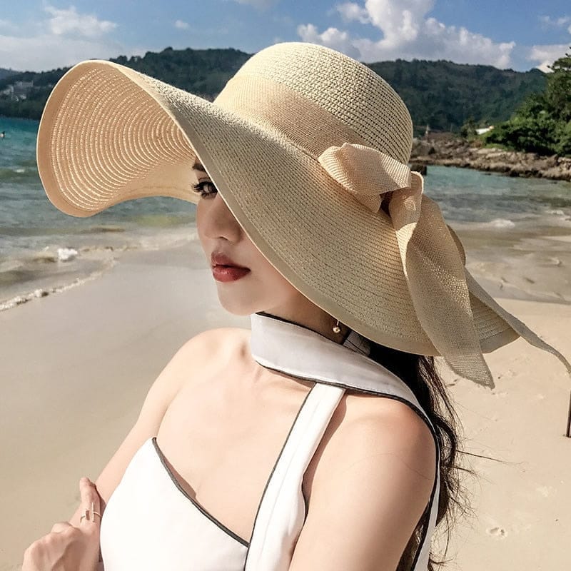 Lady's Summer Beach Big Brim Straw Hat For Women SPF 50 K60-03 / M(55-60cm)Adjustable