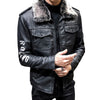 Lamb fur lapel motorcycle leather jacket BENNYS 