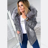 Large Fur Collar Denim Jacket Warm Mid-Length Coat BENNYS 