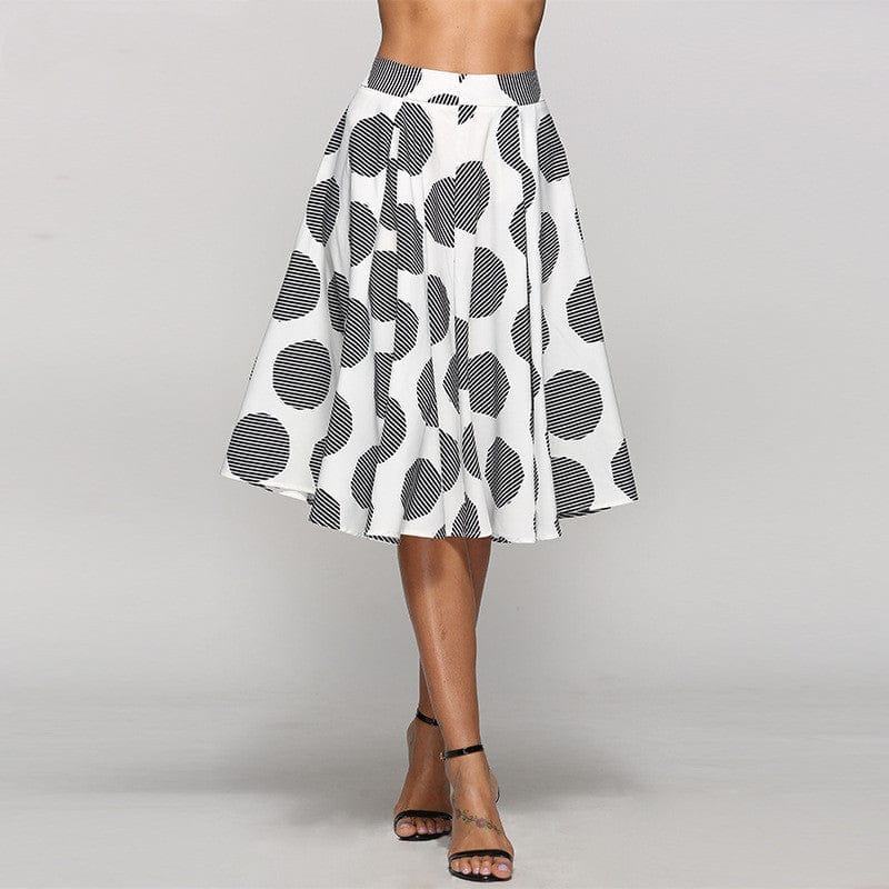 Large Polka Dot Round Slim Fit Mid-Length Skirt With Large Hem BENNYS 