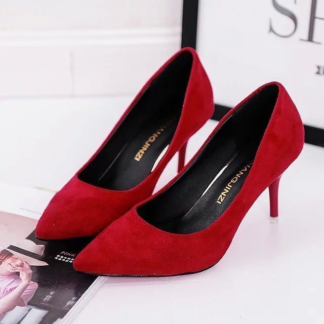 Large Size Women's Pumps Pointed Toe Leather High Heels BENNYS 