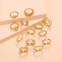 Leaf Crown Geometric Articulation Rings 6 Piece Combination Rings BENNYS 