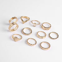 Leaf Crown Geometric Articulation Rings 6 Piece Combination Rings BENNYS 