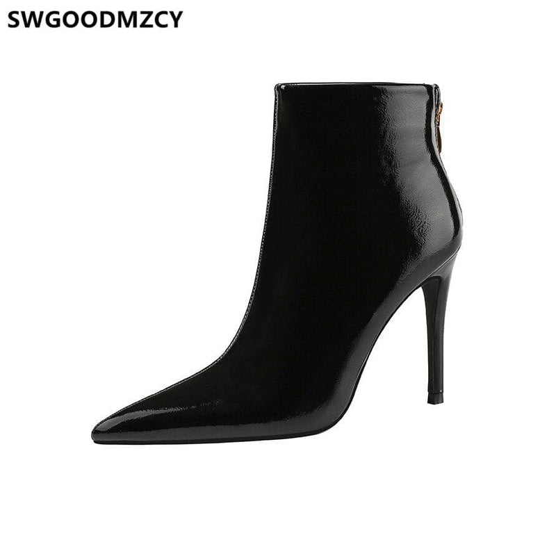 Leather Boots Women Heels Sexy Ankle  Boots BENNYS 