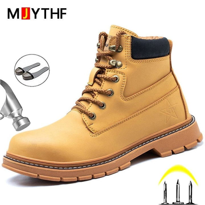 Leather Safety Boots Shoes Male Work Boots BENNYS 