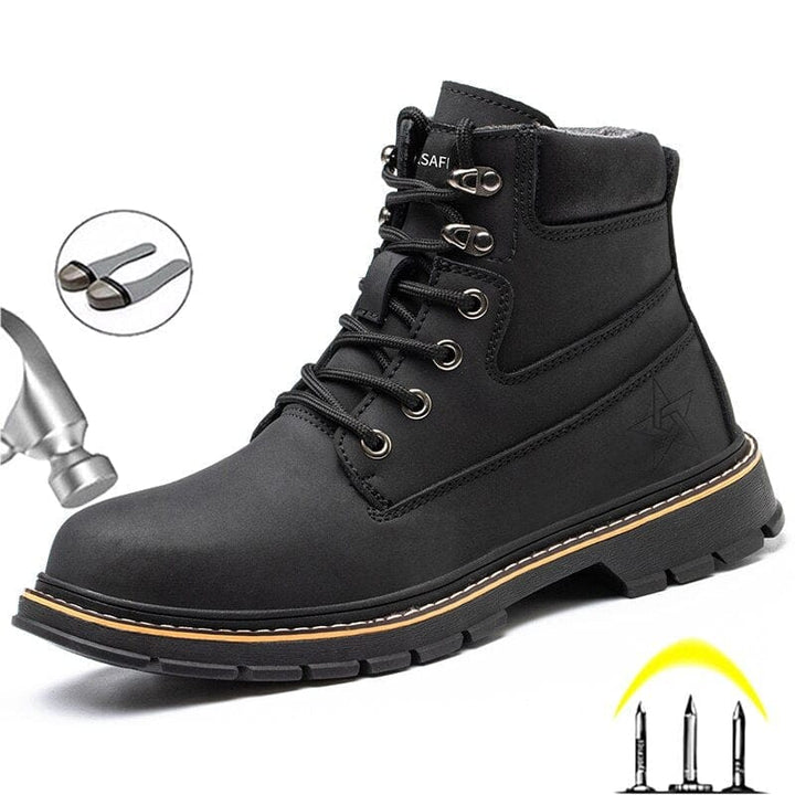 Leather Safety Boots Shoes Male Work Boots BENNYS 