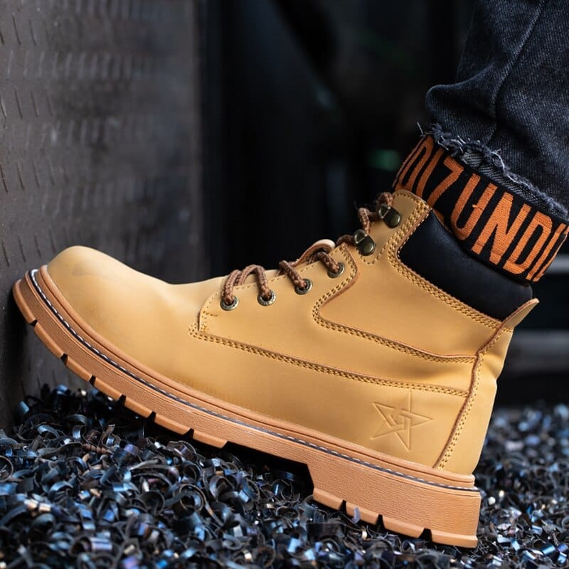 Leather Safety Boots Shoes Male Work Boots BENNYS 