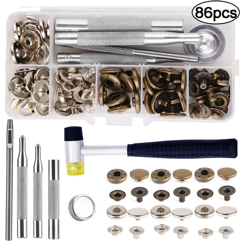 Leather Snap Fasteners Kit Press Stud Metal Button DIY Leather Craft Tools BENNYS 