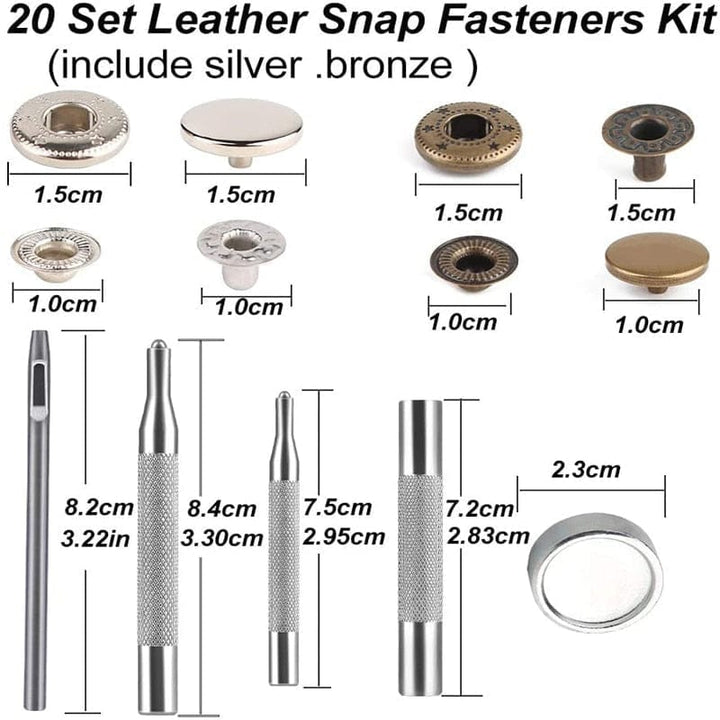 Leather Snap Fasteners Kit Press Stud Metal Button DIY Leather Craft Tools BENNYS 