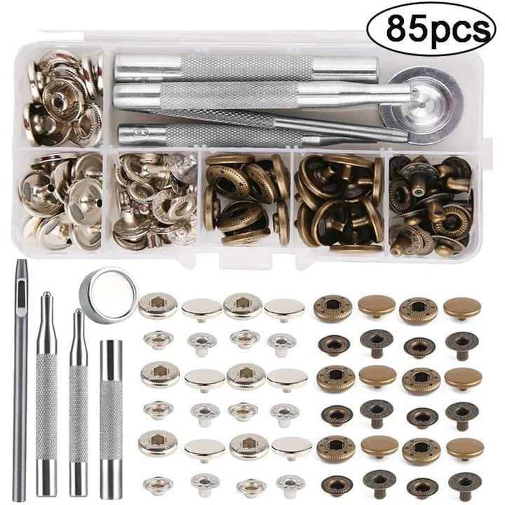 Leather Snap Fasteners Kit Press Stud Metal Button DIY Leather Craft Tools BENNYS 