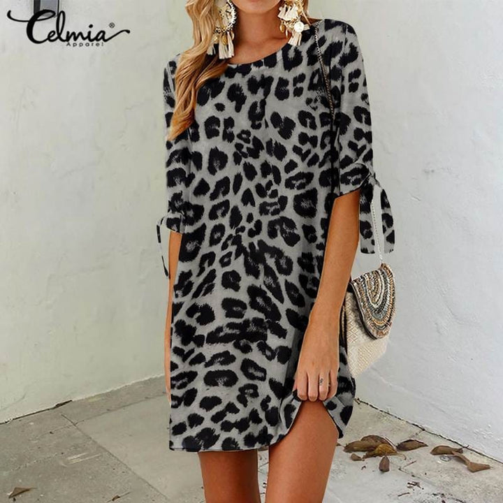 Leopard Print Dress 2022 Summer Bohemian Women Sexy Party Sundress BENNYS 