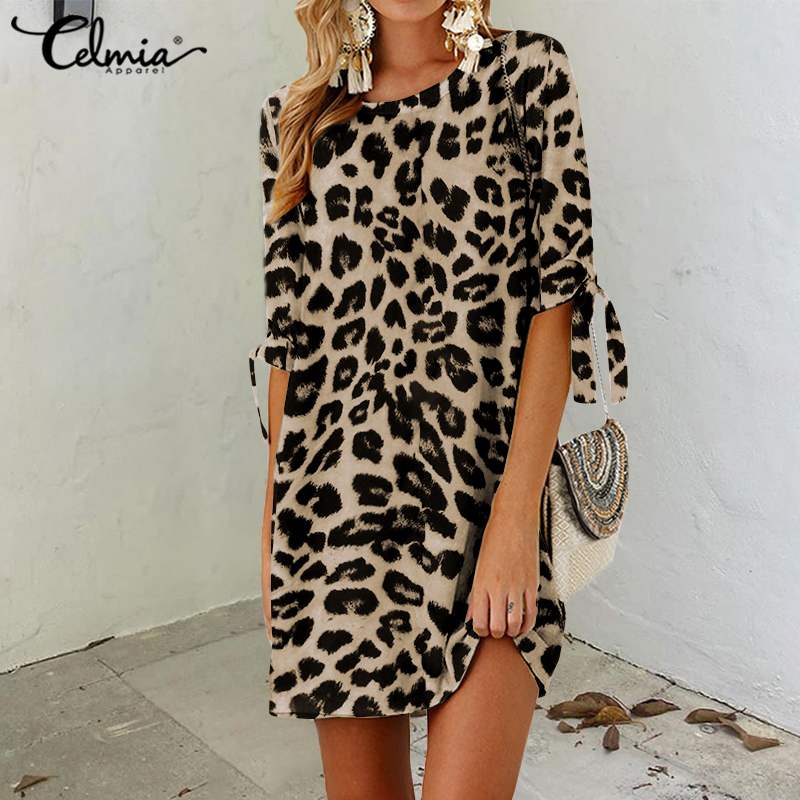 Leopard Print Dress 2022 Summer Bohemian Women Sexy Party Sundress BENNYS 