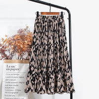 Leopard Print Long Maxi Pleated Skirt For Women BENNYS 