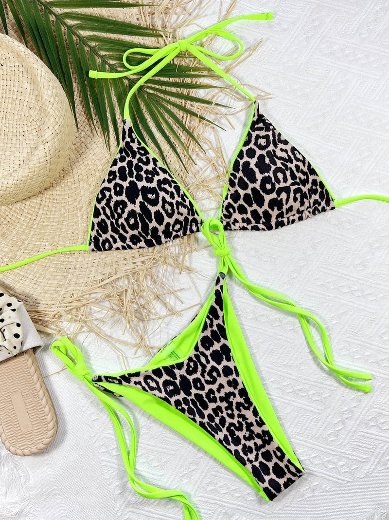 Leopard Printed Halter Brazilian Bikini Women Swimwear BENNYS 