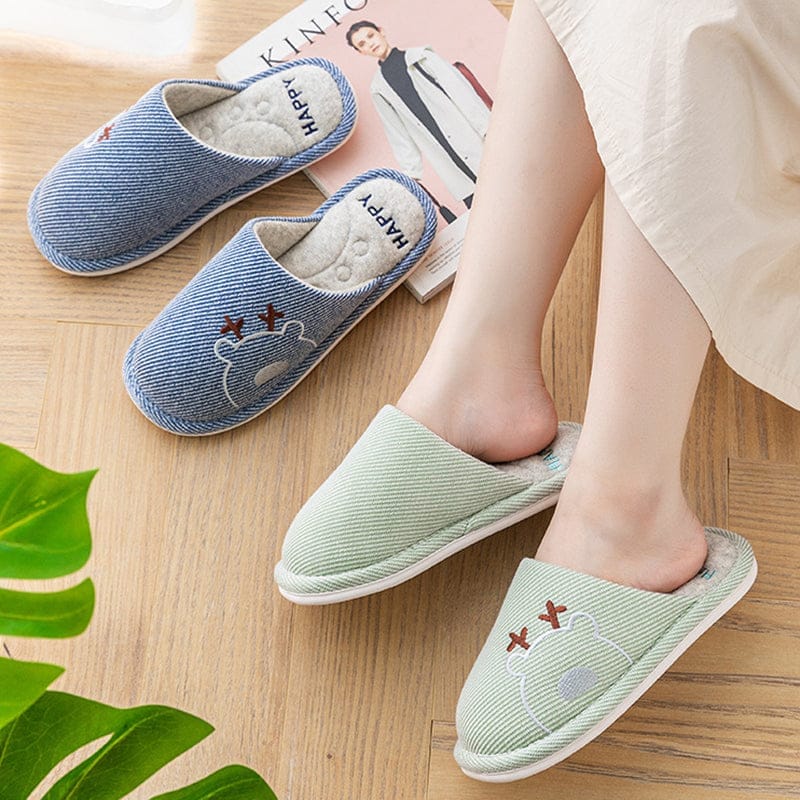 Linen Slippers House Shoes Couple Slippers Bedroom BENNYS 