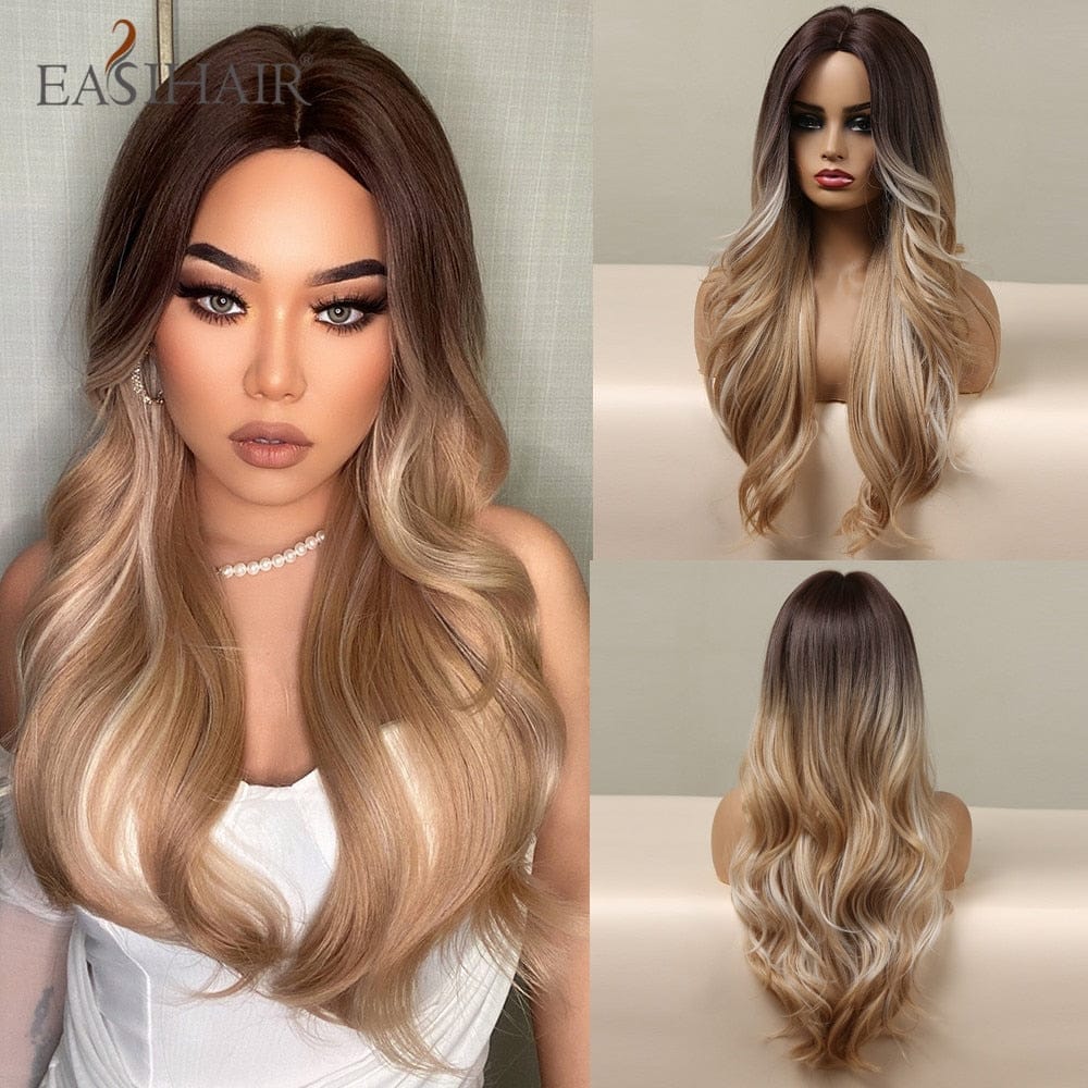 Long Light Blonde Ombre Natural Wave Style Wigs Bennys Beauty World