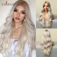 Long Light Blonde Ombre Natural Wave Style Wigs BENNYS 