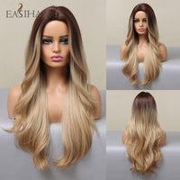 Long Light Blonde Ombre Natural Wave Style Wigs BENNYS 