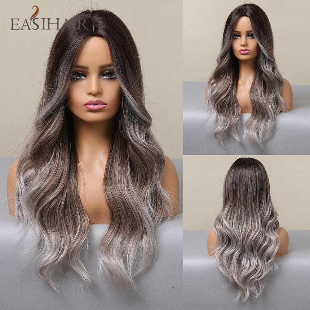 Long Light Blonde Ombre Natural Wave Style Wigs BENNYS 