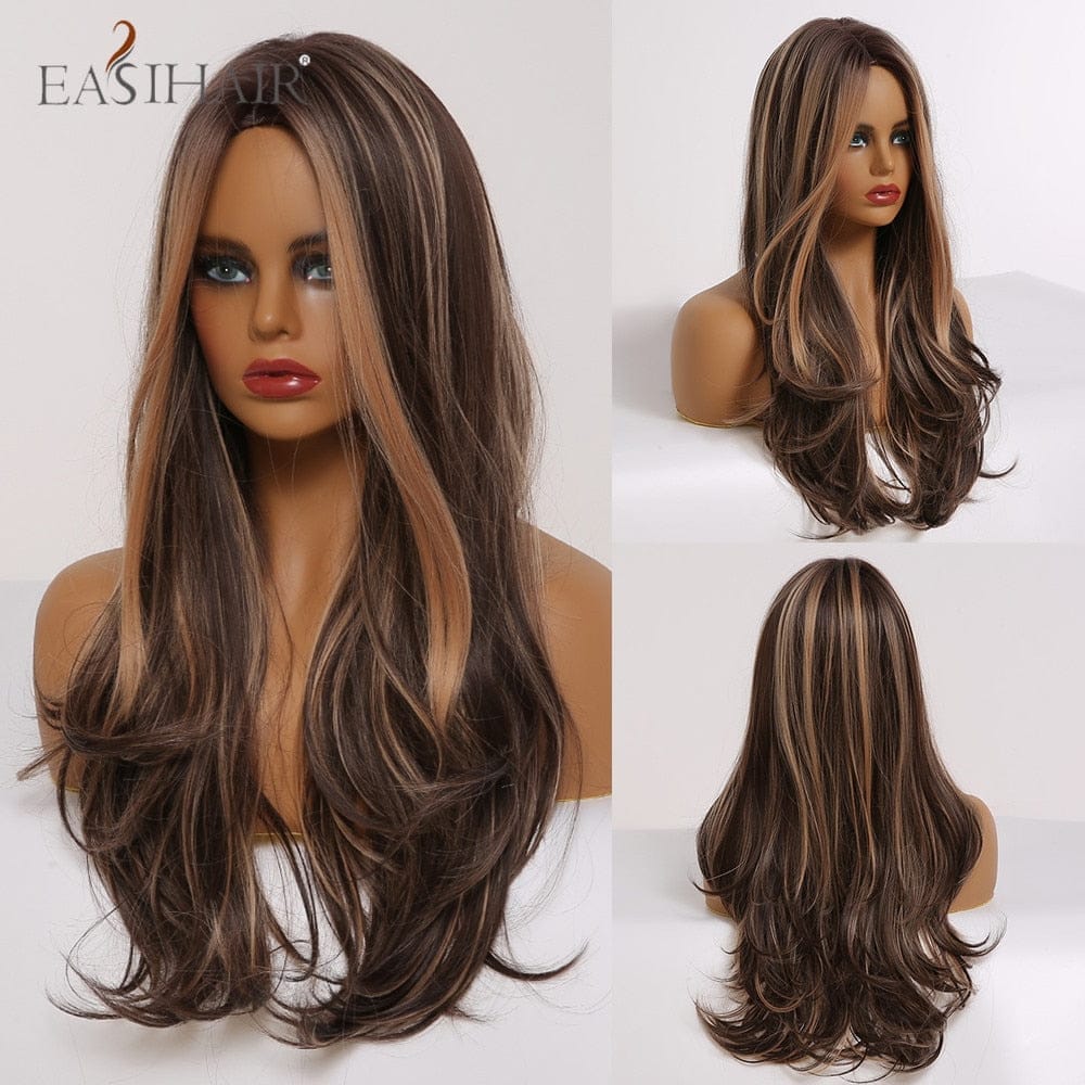 Long Light Blonde Ombre Natural Wave Style Wigs BENNYS 