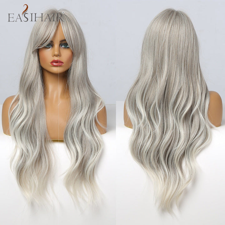 Long Light Blonde Ombre Natural Wave Style Wigs BENNYS 