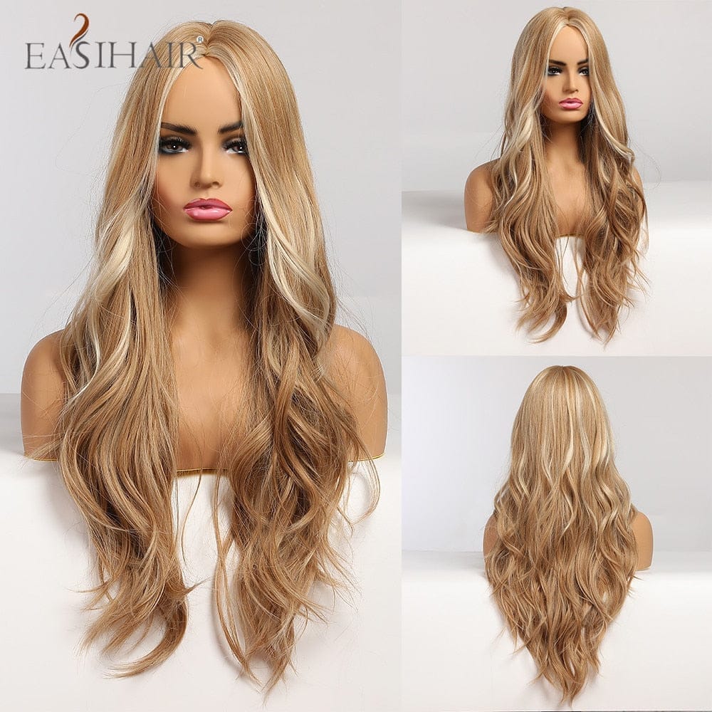 Long Light Blonde Ombre Natural Wave Style Wigs BENNYS 