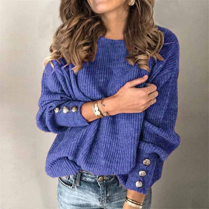 Long Sleeve Round Neck Button Knit T-shirt BENNYS 