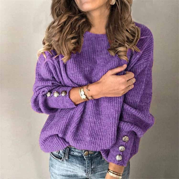 Long Sleeve Round Neck Button Knit T-shirt BENNYS 