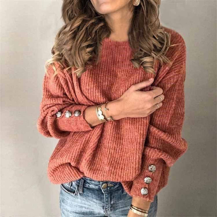 Long Sleeve Round Neck Button Knit T-shirt BENNYS 