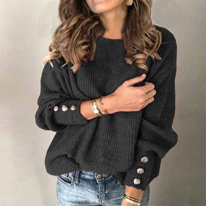 Long Sleeve Round Neck Button Knit T-shirt BENNYS 
