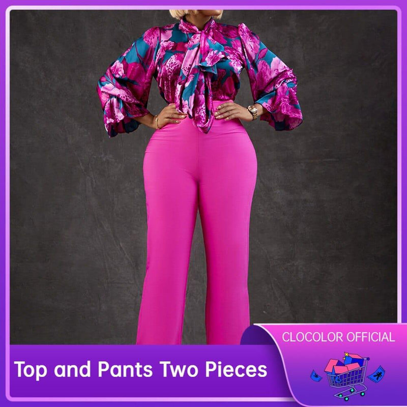Long Sleeve Shirt Wide Leg Pants Two Piece Set Office Lady Matching Outfits BENNYS 