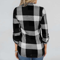 Long Sleeve T Shirt Women 2020 Black Plaid Print Casual Women Clothes BENNYS 