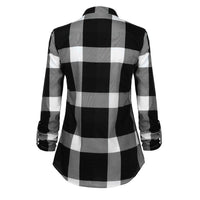 Long Sleeve T Shirt Women 2020 Black Plaid Print Casual Women Clothes BENNYS 