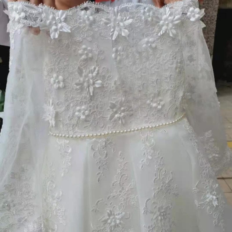 Long Sleeve White Lace Evening Dress For Girls BENNYS 