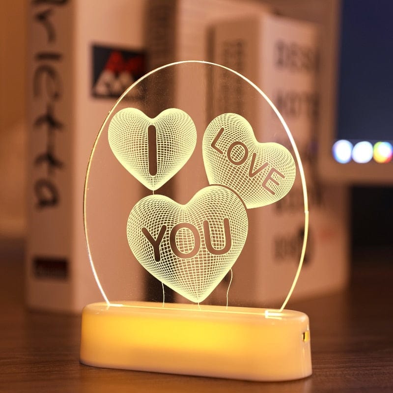 Love 3D Lamp Acrylic LED Night Light Valentines Day Decor BENNYS 