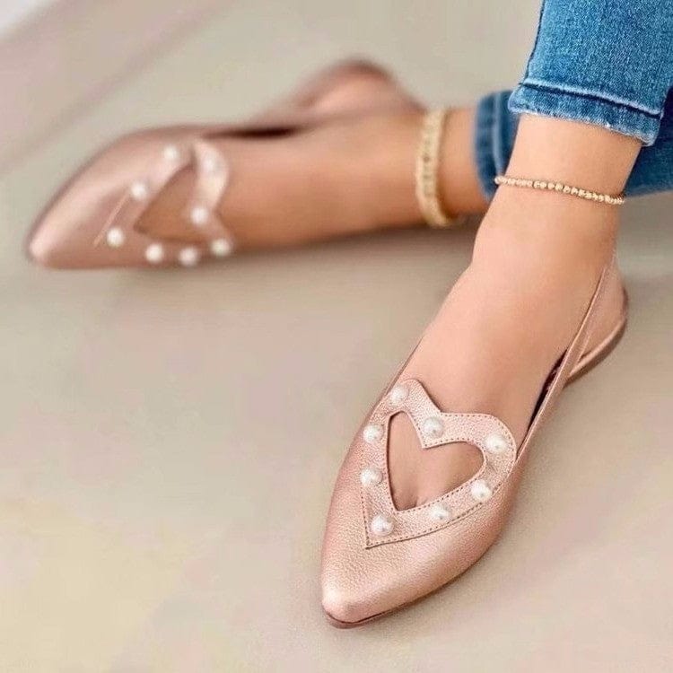 Love Shoes With Pearls Flats Women Sandals Pionted Toe Shoes BENNYS 