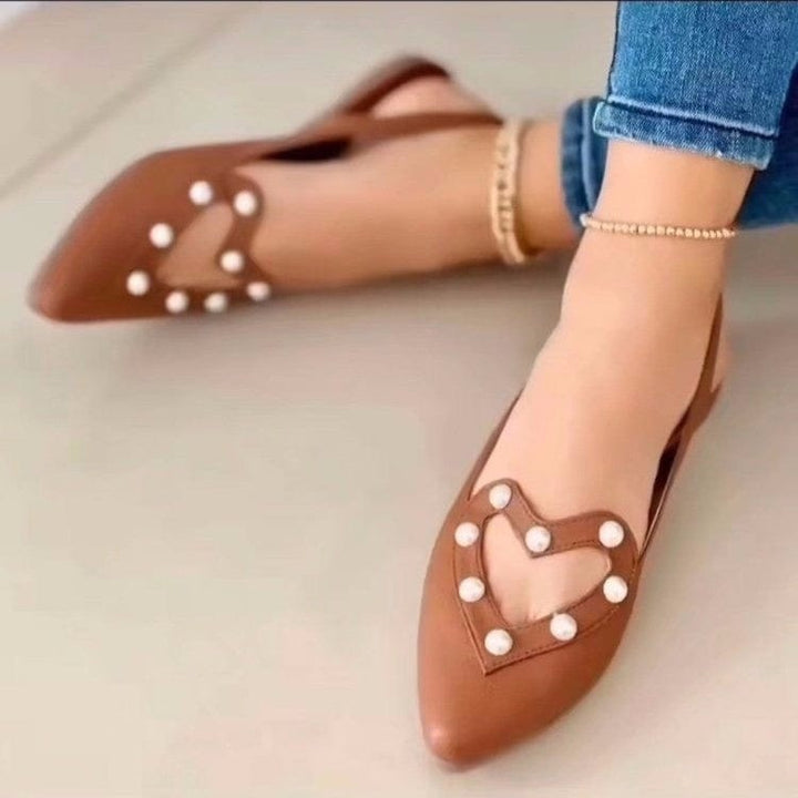 Love Shoes With Pearls Flats Women Sandals Pionted Toe Shoes BENNYS 