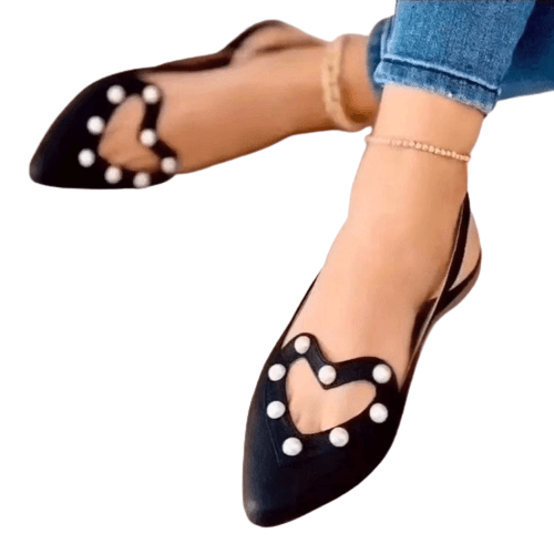 Love Shoes With Pearls Flats Women Sandals Pionted Toe Shoes BENNYS 