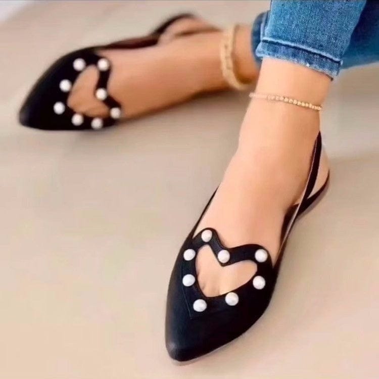 Love Shoes With Pearls Flats Women Sandals Pionted Toe Shoes BENNYS 