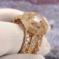 Luxury 3 PC Bridal Ring Sets Noble Royal Golden Color With Cubic Zircon Stone  Ring BENNYS 