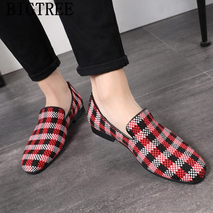 Luxury Men's Plaid Loafers  Italian Brand  Slip On's BENNYS 