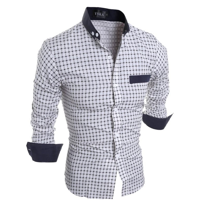 Luxury Mens Slim Fit Shirt Plaid Mens Shirts Slim Fit Cotton Long Sleeve Formal Dress Casual Social Plus Size Shirt BENNYS 